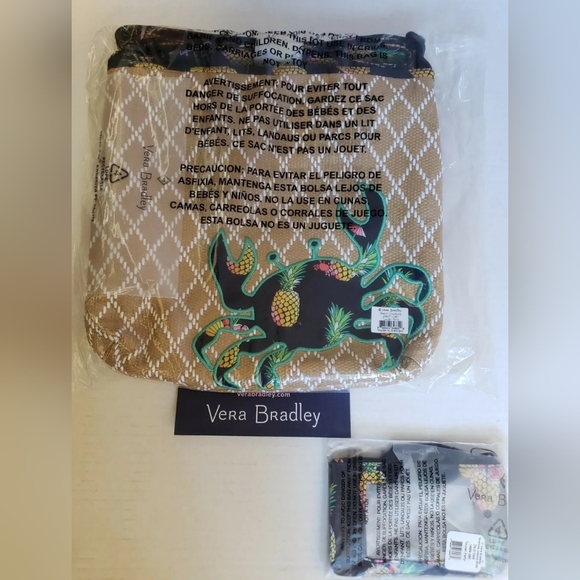 Vera Bradley Toucan Party Crab Beach Crossbody Bag + Zip ID New W Tags $84.00 - Picture 3 of 5